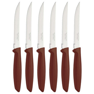 Tramontina 6 Pcs. Fruit/Tomato Knife Set (Pointed tip, Brown)