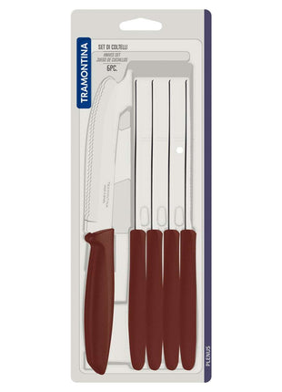Tramontina 6 Pcs. Fruit/Tomato Knife Set (Rounded tip, Brown) - Tramontina Store UK
