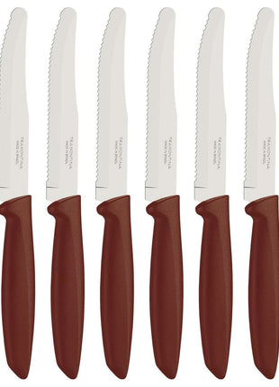 Tramontina 6 Pcs. Fruit/Tomato Knife Set (Rounded tip, Brown) - Tramontina Store UK