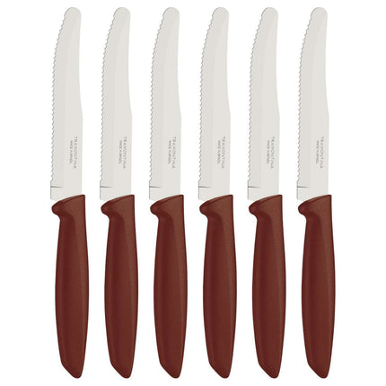 Tramontina 6 Pcs. Fruit/Tomato Knife Set (Rounded tip, Brown) - Tramontina Store UK
