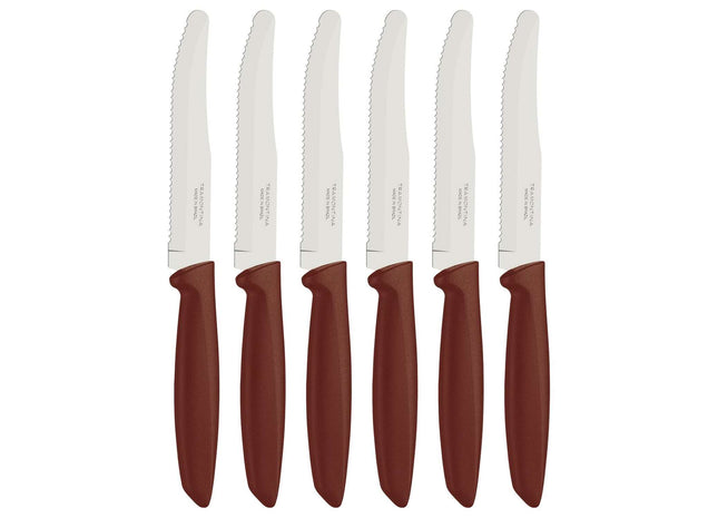 Tramontina 6 Pcs. Fruit/Tomato Knife Set (Rounded tip, Brown)
