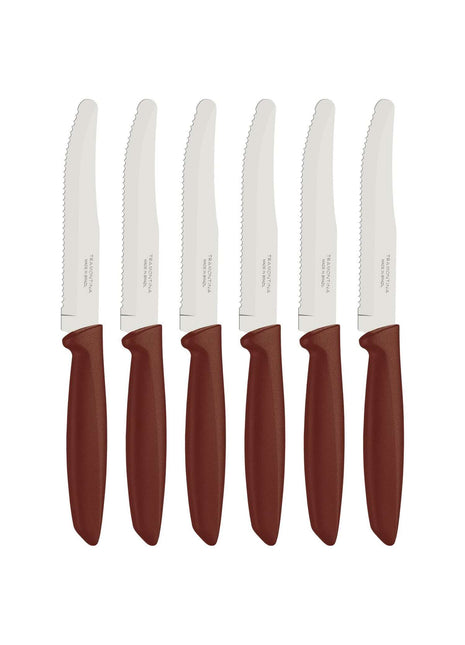 Tramontina 6 Pcs. Fruit/Tomato Knife Set (Rounded tip, Brown) - Tramontina Store UK