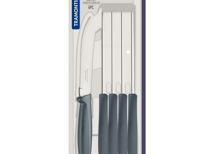 Tramontina 6 Pcs. Fruit/Tomato Knife Set (Pointed tip, Grey)