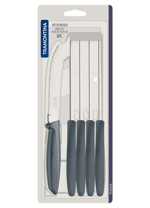 Tramontina 6 Pcs. Fruit/Tomato Knife Set (Pointed tip, Grey) - Tramontina Store UK
