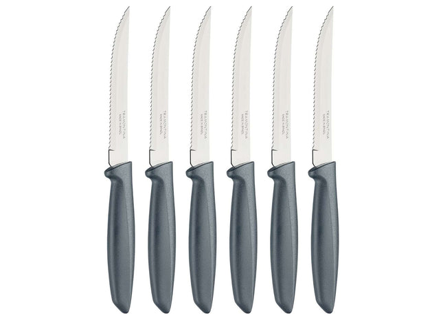 Tramontina 6 Pcs. Fruit/Tomato Knife Set (Pointed tip, Grey)