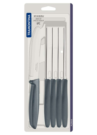 Tramontina 6 Pcs. Fruit/Tomato Knife Set (Rounded tip, Grey) - Tramontina Store UK