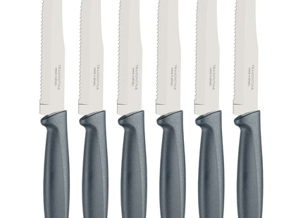 Tramontina 6 Pcs. Fruit/Tomato Knife Set (Rounded tip, Grey)
