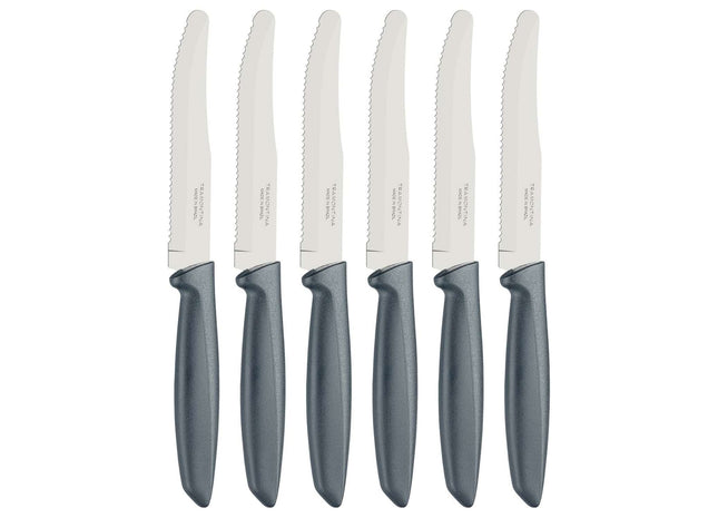 Tramontina 6 Pcs. Fruit/Tomato Knife Set (Rounded tip, Grey)