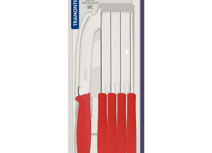 Tramontina 6 Pcs. Fruit/Tomato Knife Set (Pointed tip, Red)