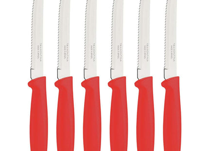 Tramontina 6 Pcs. Fruit/Tomato Knife Set (Pointed tip, Red)