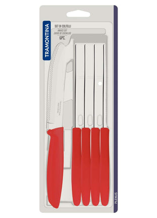 Tramontina 6 Pcs. Fruit/Tomato Knife Set (Rounded tip, Red) - Tramontina Store UK