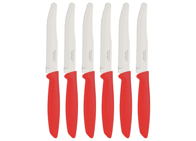 Tramontina 6 Pcs. Fruit/Tomato Knife Set (Rounded tip, Red)