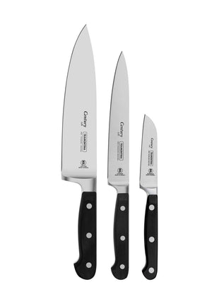 Tramontina 3 Pcs. Stainless Steel Knife Set with Black Polycarbonate Handles - Tramontina Store UK