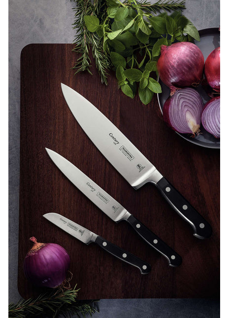 Tramontina 3 Pcs. Stainless Steel Knife Set with Black Polycarbonate Handles - Tramontina Store UK