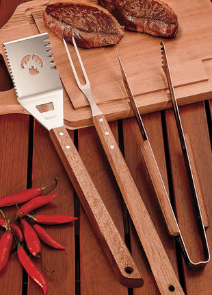 Tramontina Wooden Handle 3 Pcs. Barbecue Tools Set - Tramontina Store UK