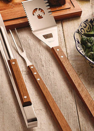 Tramontina Wooden Handle 3 Pcs. Barbecue Tools Set - Tramontina Store UK