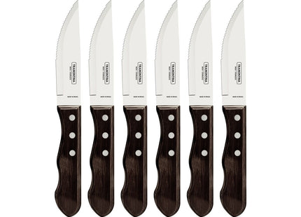 Dishwasher-safe Wooden Handle 6 Pcs. Jumbo Steak Knife Set