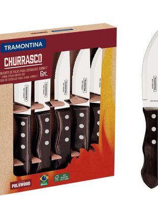 Tramontina Dishwasher-safe Wooden Handle 6 Pcs. Jumbo Steak Knife Set - Tramontina Store UK