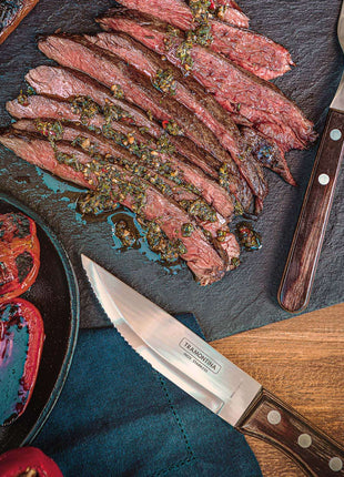 Tramontina Dishwasher-safe Wooden Handle 6 Pcs. Jumbo Steak Knife Set - Tramontina Store UK