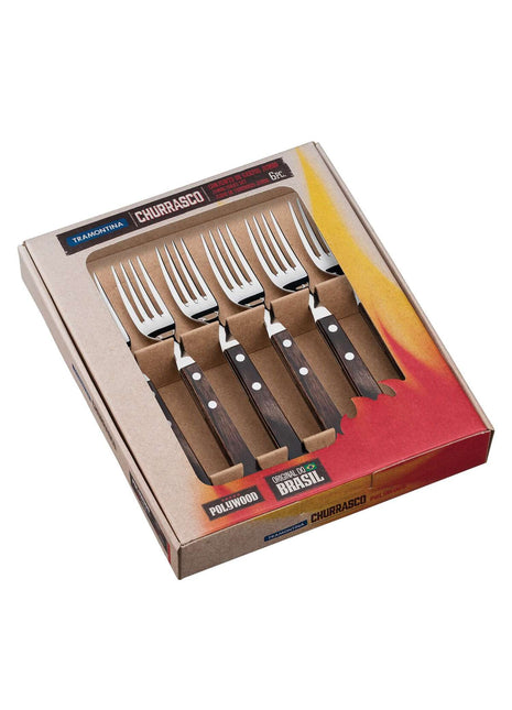 Tramontina Dishwasher-safe Wooden Handle 6 Pcs. Jumbo Fork Set - Tramontina Store UK