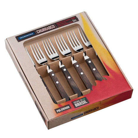 Tramontina Dishwasher-safe Wooden Handle 6 Pcs. Jumbo Fork Set - Tramontina Store UK