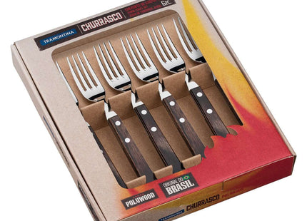 Tramontina Dishwasher-safe Wooden Handle 6 Pcs. Jumbo Fork Set