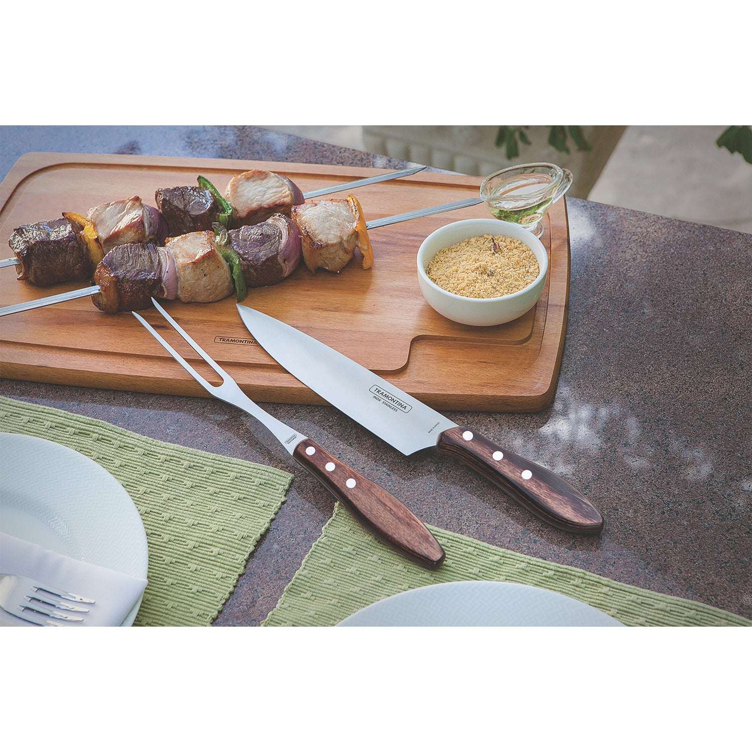 Tramontina Dishwasher-safe Wooden Handle 2 Pcs. Carving Set 