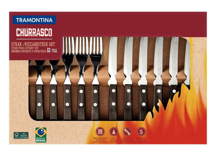 Tramontina Dishwasher-safe Wooden Handle 12 Pcs. Cutlery Set