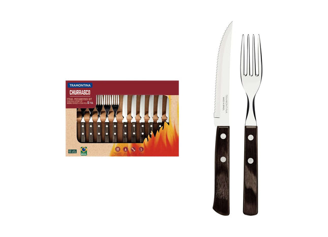 Tramontina Dishwasher-safe Wooden Handle 12 Pcs. Cutlery Set