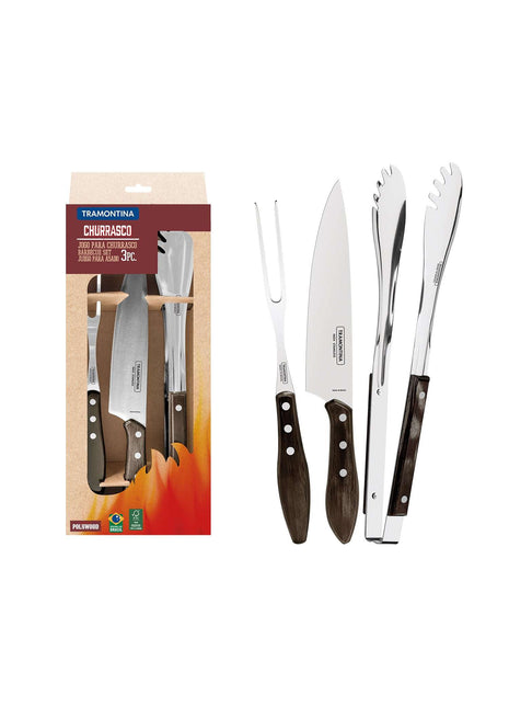 Tramontina Dishwasher-safe Wooden Handle 3 Pcs. Carving Set - Tramontina Store UK