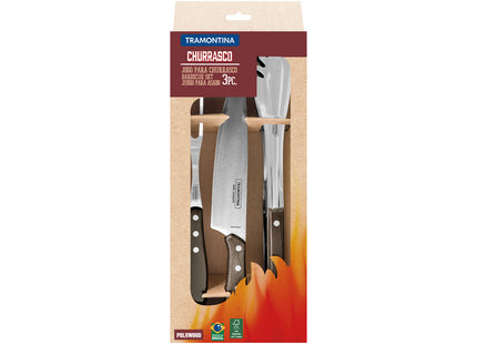 Tramontina Dishwasher-safe Wooden Handle 3 Pcs. Carving Set - Tramontina Store