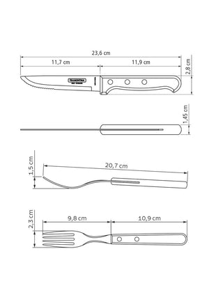 Tramontina Dishwasher-safe Wooden Handle 8 Pcs. Gaucho Cutlery Set - Tramontina Store UK