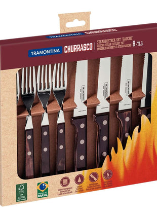 Tramontina Dishwasher-safe Wooden Handle 8 Pcs. Gaucho Cutlery Set - Tramontina Store UK