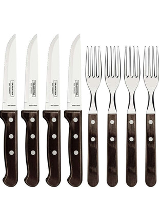 Tramontina Dishwasher-safe Wooden Handle 8 Pcs. Gaucho Cutlery Set - Tramontina Store UK