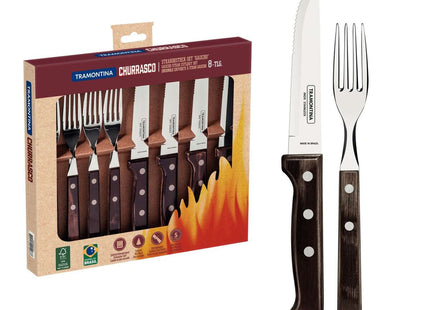 Dishwasher-safe Wooden Handle 8 Pcs. Gaucho Cutlery Set