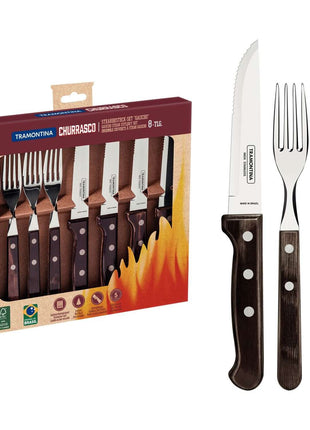 Tramontina Dishwasher-safe Wooden Handle 8 Pcs. Gaucho Cutlery Set - Tramontina Store UK