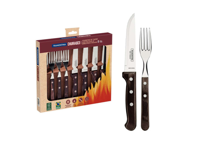 Tramontina Dishwasher-safe Wooden Handle 8 Pcs. Cutlery Set
