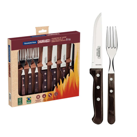 Tramontina Dishwasher-safe Wooden Handle 8 Pcs. Gaucho Cutlery Set - Tramontina Store UK