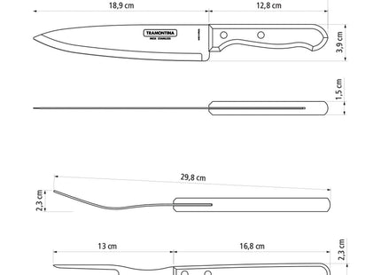 Tramontina Dishwasher-safe Wooden Handle 3 Pcs. Carving Set