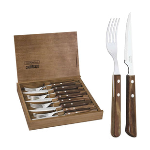 Tramontina Dishwasher-safe Wooden Handle 8 Pcs. Cutlery Set in Wooden Box