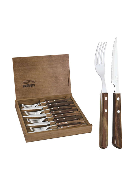 Tramontina Dishwasher-safe Wooden Handle 8 Pcs. Cutlery Set in Wooden Box - Tramontina Store UK