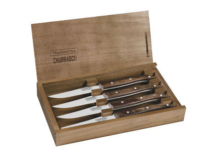 Dishwasher-safe Wooden Handle 4 Pcs. Steak Knife Set in Wooden Box