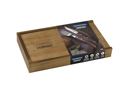 Tramontina Dishwasher-safe Wooden Handle 4 Pcs. Cutlery Set in Wooden Box