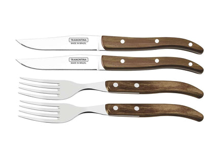 Tramontina Dishwasher-safe Wooden Handle 4 Pcs. Cutlery Set in Wooden Box