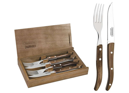 Tramontina Dishwasher-safe Wooden Handle 4 Pcs. Cutlery Set in Wooden Box