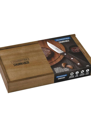 Tramontina Dishwasher-safe Wooden Handle 4 Pcs. Steak Knife Set in Wooden Box - Tramontina Store UK