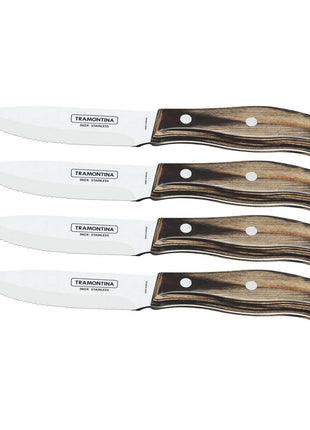 Tramontina Dishwasher-safe Wooden Handle 4 Pcs. Steak Knife Set in Wooden Box - Tramontina Store UK