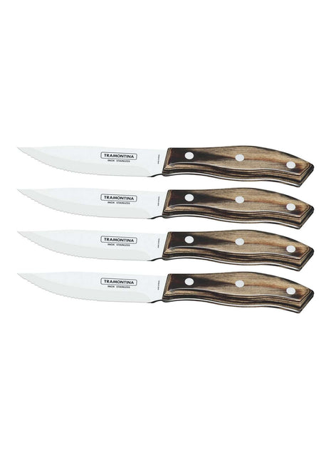 Tramontina Dishwasher-safe Wooden Handle 4 Pcs. Steak Knife Set in Wooden Box - Tramontina Store UK
