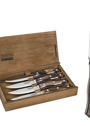 Tramontina Dishwasher-safe Wooden Handle 4 Pcs. Steak Knife Set in Wooden Box - Tramontina Store UK