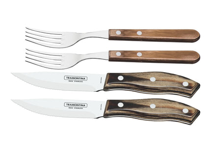 Dishwasher-safe Wooden Handle 4 Pcs. Cutlery Set